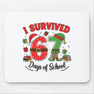 Funny Christmas Teacher Santa I Survived 67 Days O Mouse Pad