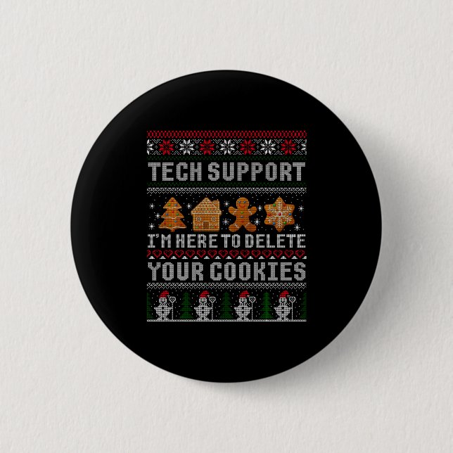 Funny Christmas Tech Suprt Computer  6 Cm Round Badge (Front)