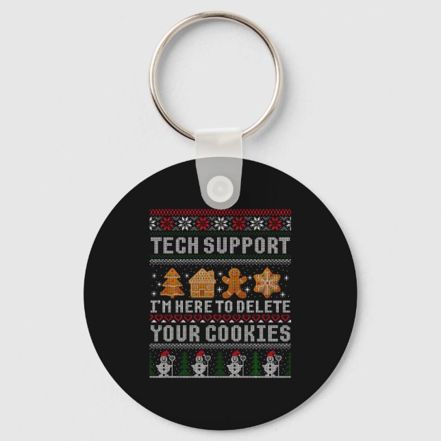 Funny Christmas Tech Suprt Computer  Key Ring (Front)