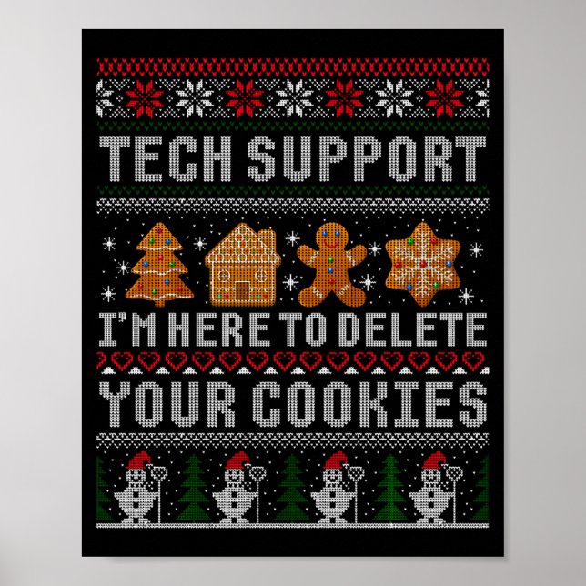 Funny Christmas Tech Suprt Computer  Poster (Front)