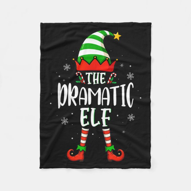 Funny Christmas The Dramatic Elf Family Matching X Fleece Blanket (Front)