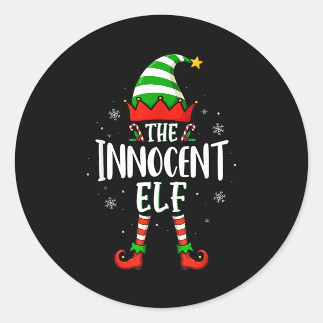 Funny Christmas The Innocent Elf Family Matching X Classic Round Sticker (Front)