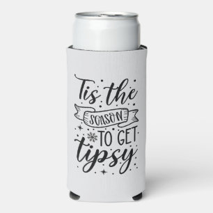 Funny Christmas tipsy drinking party Seltzer Can Cooler