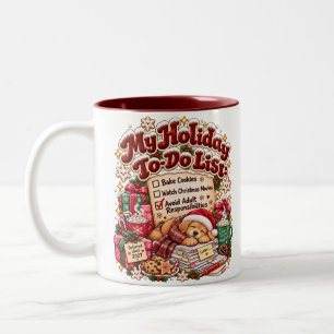 Funny Christmas To Do List Sarcastic Dog Holiday Two-Tone Coffee Mug