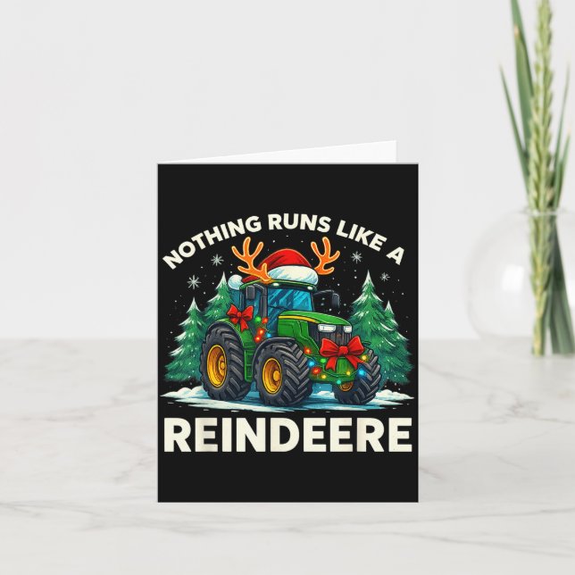 Funny Christmas Tractor Nothing Runs Like A Reinde Card (Front)