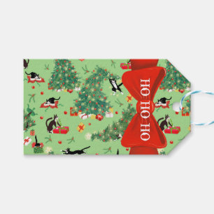 Funny Christmas Tree Cat Custom Gift Tags