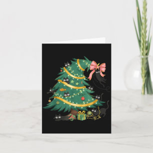 Funny Christmas Tree Cute Black Cat Matching Famil Card