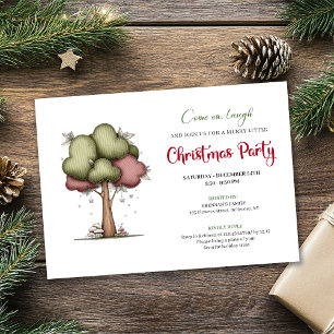 Funny Christmas tree cute watercolor party invite