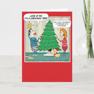 Funny Christmas Tree Dim Bulb Holiday Card