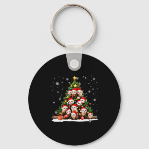 Funny Christmas Tree Ferrets Family Xmas Pajamas Key Ring