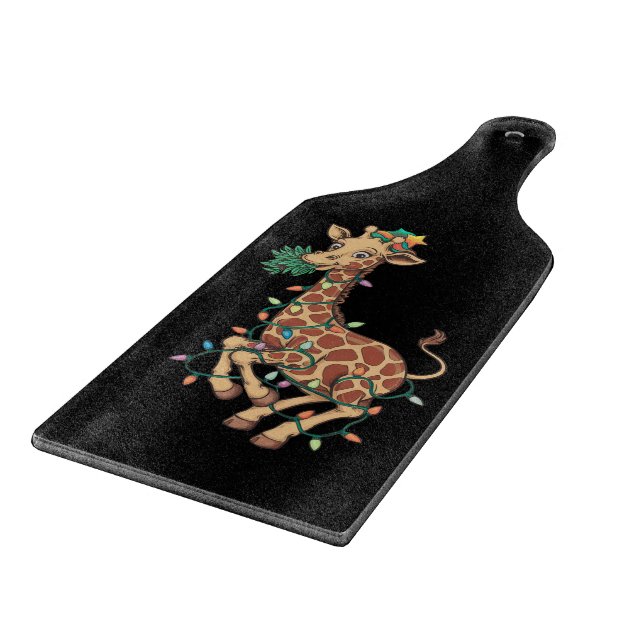 Funny Christmas Tree Giraffe Lover Gift Love  Cutting Board (Corner)