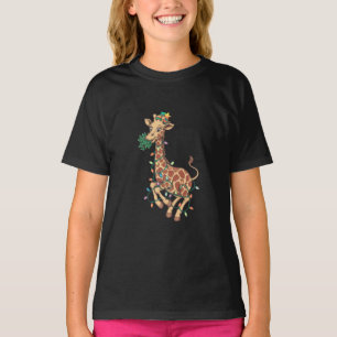 Funny Christmas Tree Giraffe Lover Gift Love T-Shirt