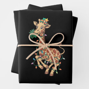 Funny Christmas Tree Giraffe Lover Gift Love Wrapping Paper Sheet