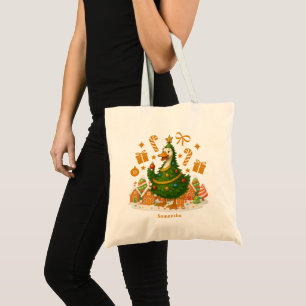 Funny Christmas Tree Goose Holiday Tote Bag