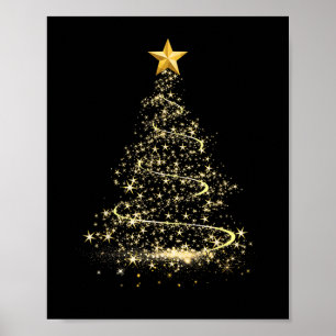 Funny Christmas Tree in Gold Merry Christmas Pajam Poster