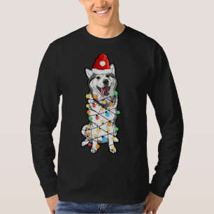 Funny Christmas Tree Light Bulb Alaskan Husky T-Shirt