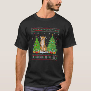 Funny Christmas Tree Lights Cheetah Xmas Ugly Swea T-Shirt
