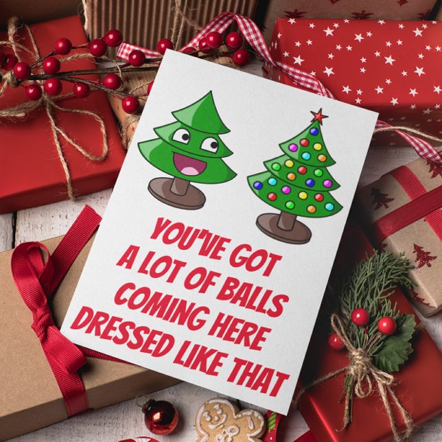 Funny Christmas Tree - Lot of Balls Holiday Card (Creator Uploaded)