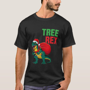 Funny Christmas Tree Rex T Rex Santa Hat Lights Di T-Shirt
