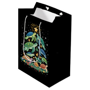 Funny Christmas Turtle Gift Turtle Christmas Tree Medium Gift Bag