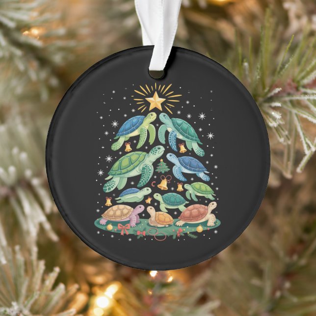 Funny Christmas Turtle Gift Turtle Christmas Tree Ornament (Tree)