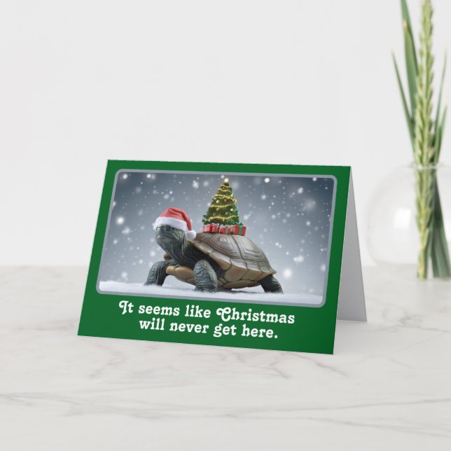 Funny Christmas Turtle Holiday Card (Front)