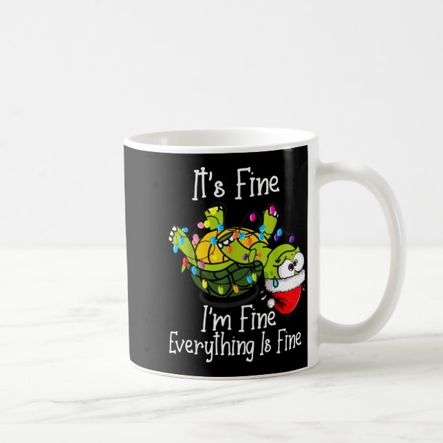 Funny Christmas Turtle It's Fine I'm Fine Everythi Coffee Mug (Right)