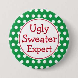 Funny Christmas Ugly Sweater Expert Button Pin