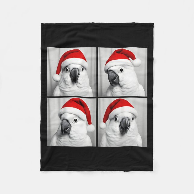 Funny Christmas Umbrella Atoo Santa Photo Booth Pa Fleece Blanket (Front)
