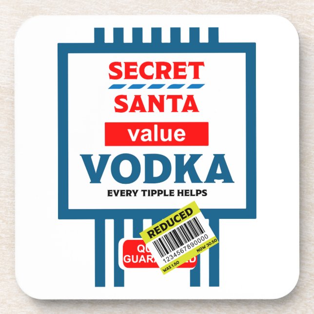 Funny Christmas Vodka Label Coaster (Front)