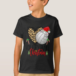 Funny Christmas Volleyball Heartbeat Santa Hat Xma T-Shirt