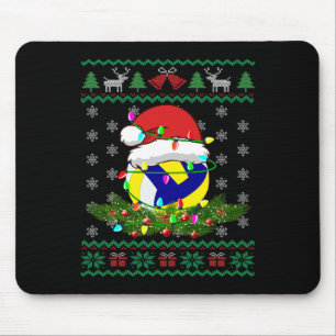 Funny Christmas Volleyball Lights Pajama Xmas Spor Mouse Pad