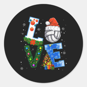 Funny Christmas Volleyball Players Lovers Xmas Classic Round Sticker