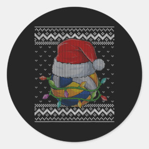 Funny Christmas Volleyball Santa Hat Xmas Pyjamas Classic Round Sticker