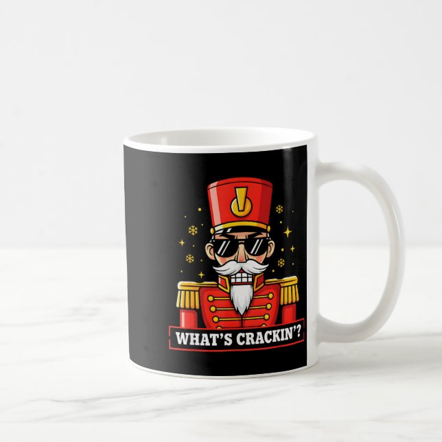 Funny Christmas Whats Crackin Nutcracker Men Kids  Coffee Mug (Right)