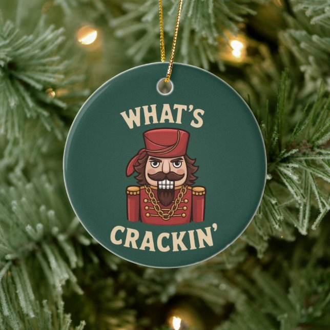 Funny Christmas What's Crackin' Nutcracker Xmas Ceramic Tree Decoration (Tree)