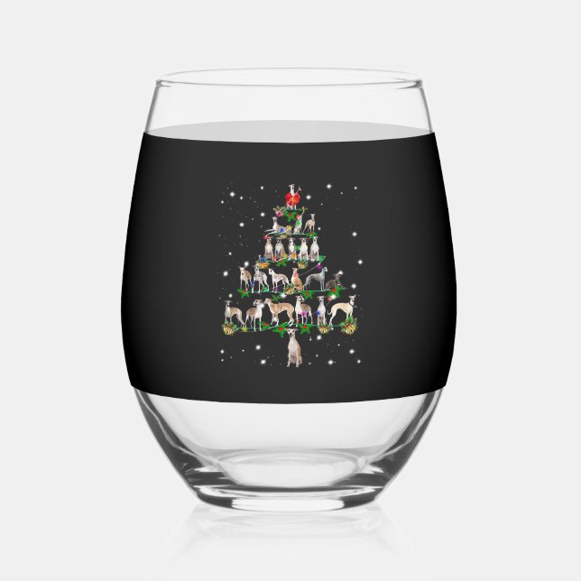 Funny Christmas Whippet Dog Lovers Gift Essential  Stemless Wine Glass (Front)