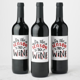 funny Christmas wine Season party Label