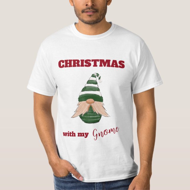Funny Christmas “With My Gnome” Gnome T-Shirt  (Front)