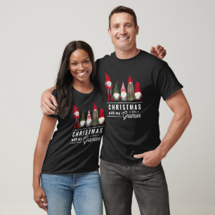 Funny Christmas With My Gnomies Holiday Dark T-Shirt