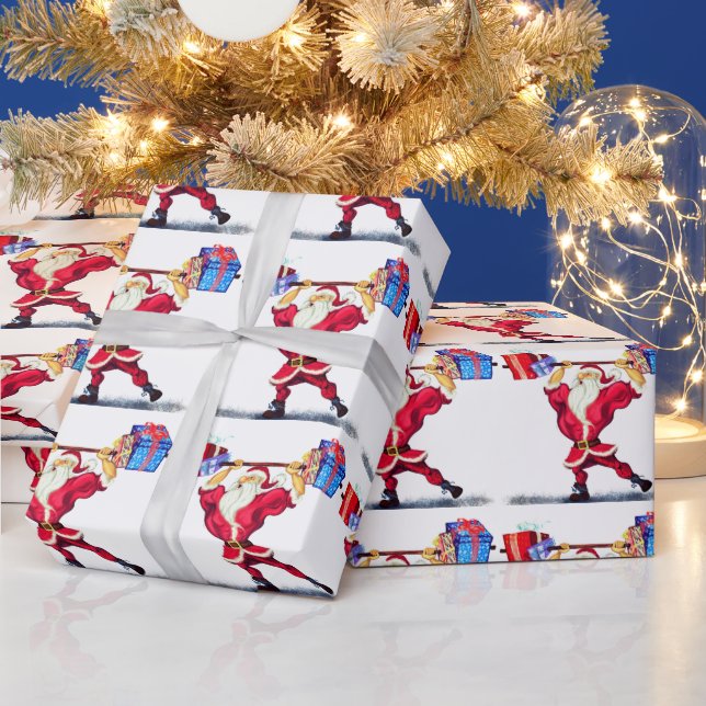 Funny Christmas Wrapping Paper Fit Santa with Gift (Holidays)