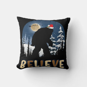 Funny Christmas Xmas Bigfoot Believe Sasquatch Cushion