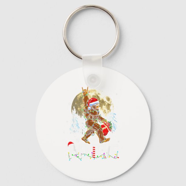 Funny Christmas Xmas Bigfoot Believe Sasquatch In  Key Ring (Front)