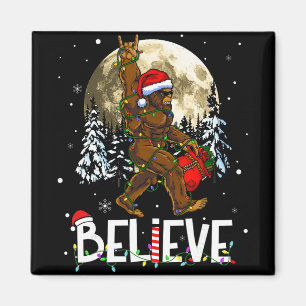 Funny Christmas Xmas Bigfoot Believe Sasquatch In  Magnet
