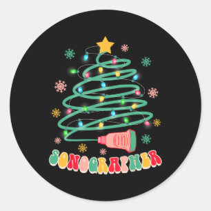 Funny Christmas Xmas Vibes Sonographer Ultrasound  Classic Round Sticker