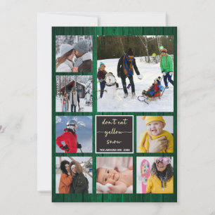 Funny Christmas Yellow Snow Green Wood Photo Value Card