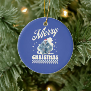 Funny Christmas Yeti Holiday Humour Ceramic Tree Decoration