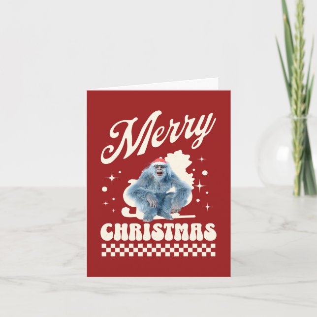 Funny Christmas Yeti Holiday Humour Note Card (Front)