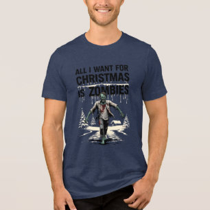 Funny Christmas Zombies for Christmas Tri-Blend Shirt