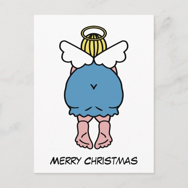Funny Chubby Angel Humour Merry Christmas Xmas Postcard (Front)